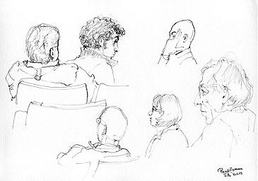 Croquis du Dr Paul ROMAN : Dans l'auditoire, attentifs